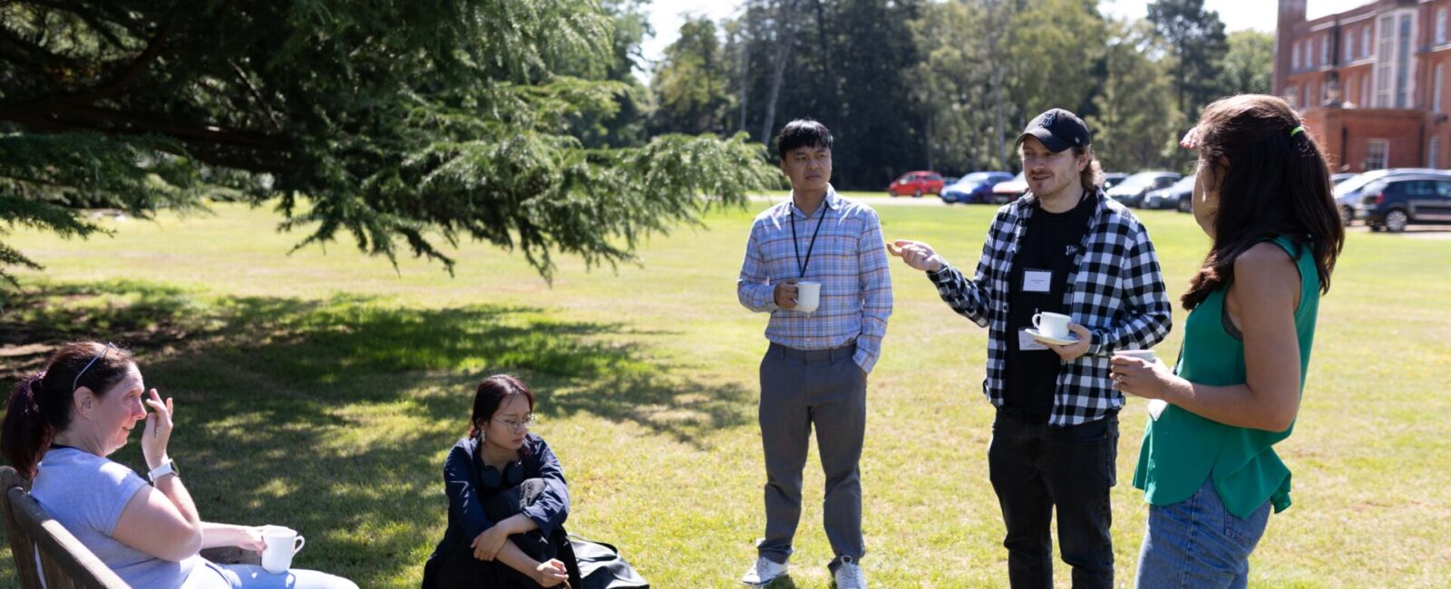 A group of students outdoors at Cumberland Lodge.