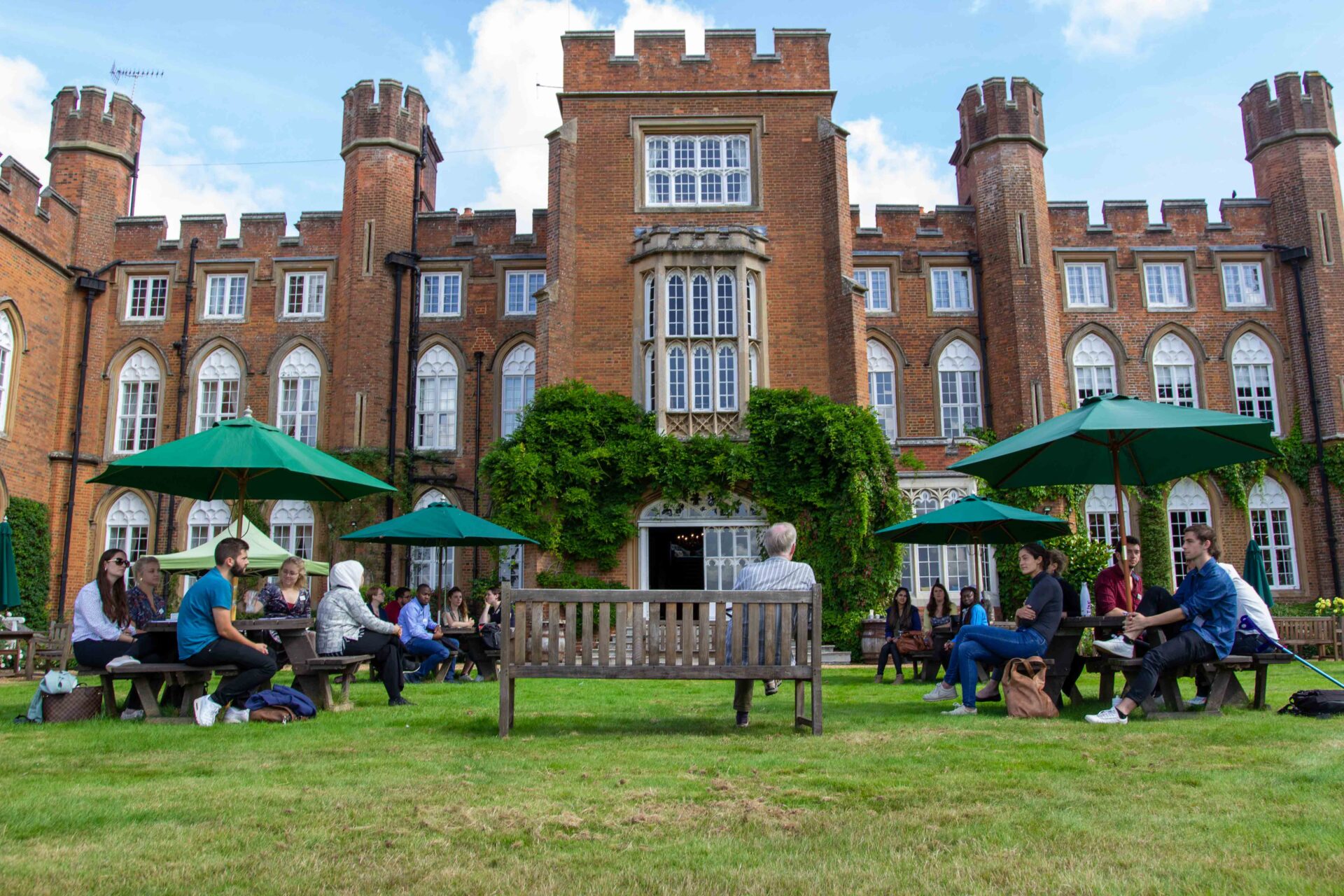 A group in the Cumberland Lodge gardens